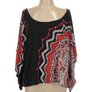 Robbie Bee Black and Red Patterned Blouse